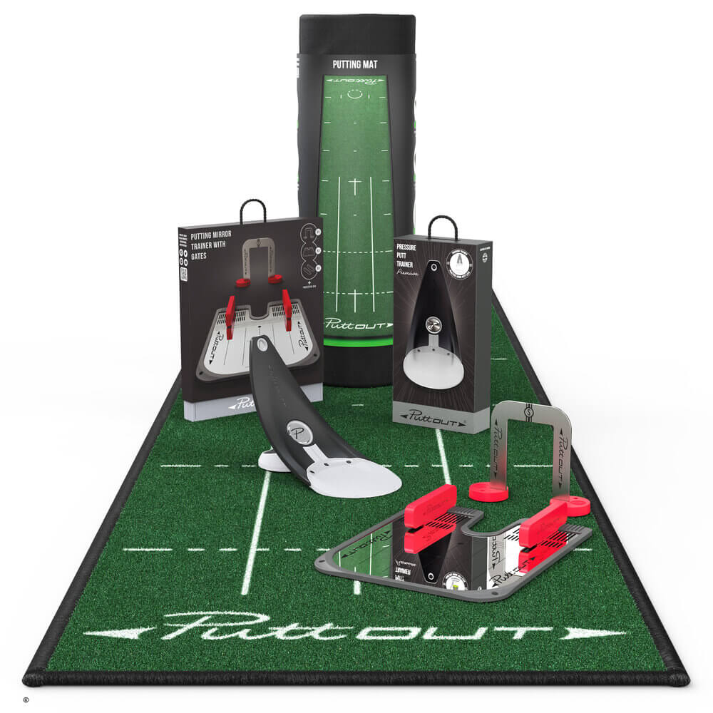 Home Putting Studio Green Mat Stone Trainer Mirror & Gate